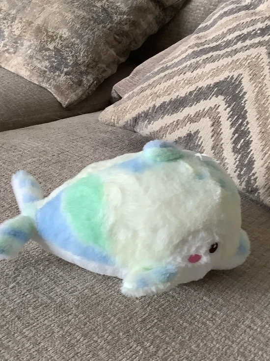 Plush Small Pet Toy - Pastel Multicolor Soft Dolphin - Picture 3 of 4